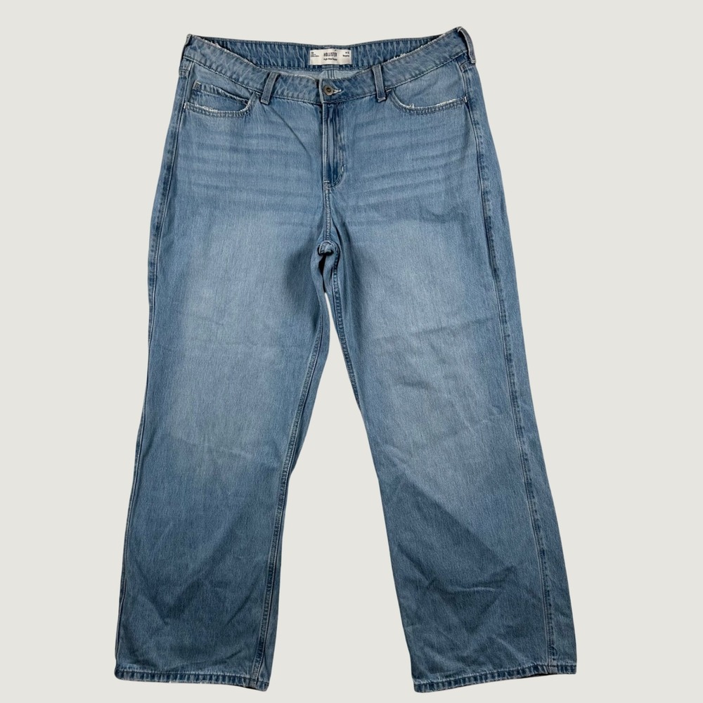 Hollister High-Rise Baggy Jeans Womens Light Wash Denim 16R W33 Blue Y2K Skater